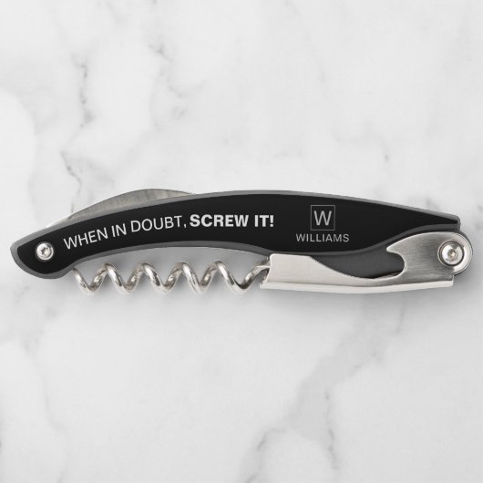 Als je het in twijfel trekt. Elegant Monogram Kurk Kurkentrekker (Achterkant)