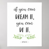 Als je het kunt dromen | Trendy Botanical Quote Poster (Voorkant)