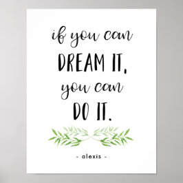 Als je het kunt dromen | Trendy Botanical Quote Poster