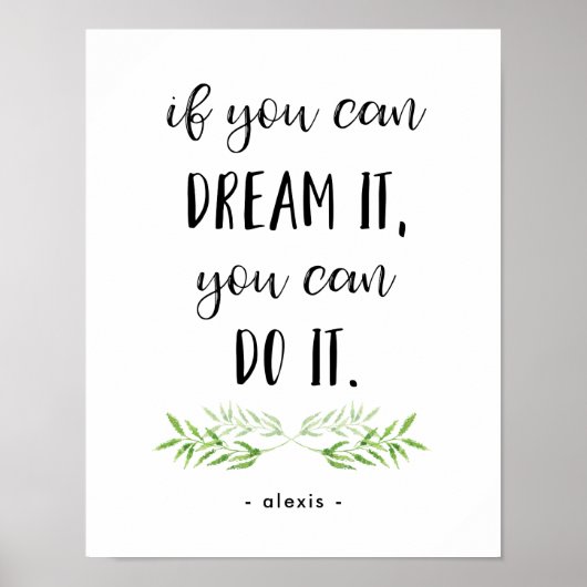 Als je het kunt dromen | Trendy Botanical Quote Poster (Voorkant)