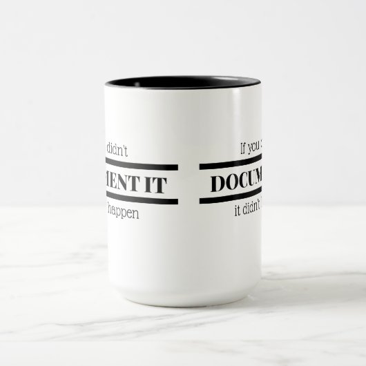 Als je het niet documenteerde, gebeurde het niet. mok (Midden)