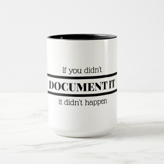 Als je het niet documenteerde, gebeurde het niet. mok (Midden)