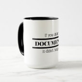 Als je het niet documenteerde, gebeurde het niet. mok (Voorkant links)