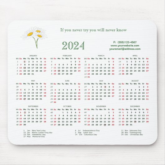 Als je het nooit probeert, zul je nooit Muismat ke (Voorkant)