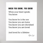 Als je het weet, spreekt je hart liefdesgedicht po poster (Voorkant)