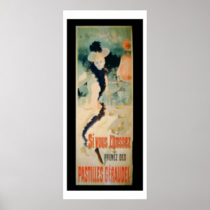 'Als je hoest, neem Geraudel Pastilles' (kleur li Poster