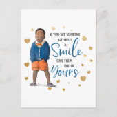 Als je iemand zonder glimlach ziet feestdagenkaart (Voorkant)