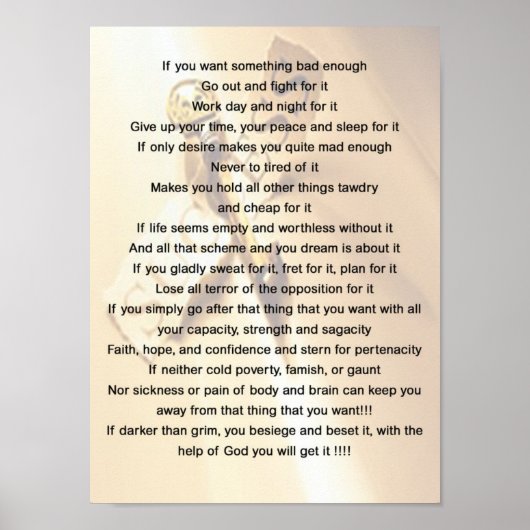 Als je iets slechts wilt, Motivatie Poster (Voorkant)