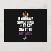 Als je iets te zeggen hebt in mijn gezicht briefkaart (Voorkant)