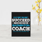 Als je in het begin niet bent geslaagd - Badminton Kaart (Gele Bloem)