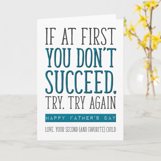 Als je in het begin niet succesvol bent, grappige  kaart (Gele Bloem)