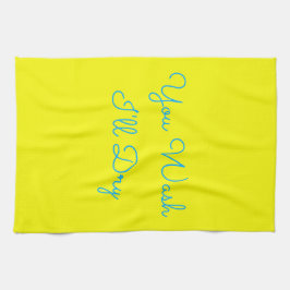 Als je je wast, droog ik de afwas blauw-geel theedoek