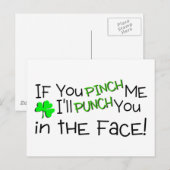 Als je me knijpt, krijg je een Iers gezicht Briefkaart (Voorkant / Achterkant)