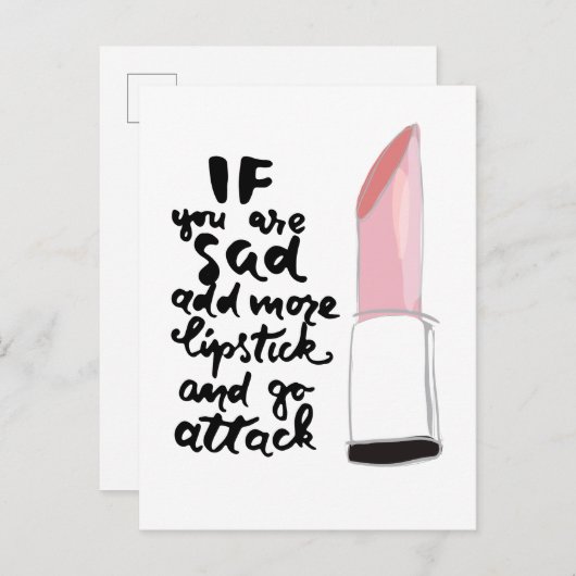 Als je meer lippenstift wilt toevoegen en je gaat  briefkaart (Voorkant / Achterkant)