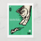"Als je met katten speelt, verwacht dan dat je kra Briefkaart (Voorkant)