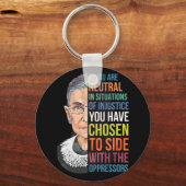 Als je neutraal bent in situaties van onrecht, nie sleutelhanger (Voorkant)