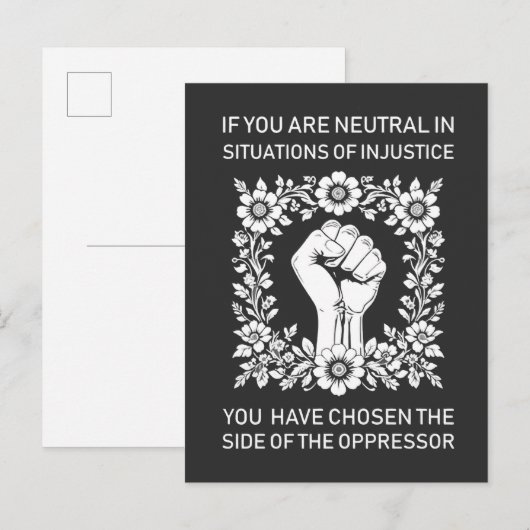 Als je neutraal bent in situaties van onrecht uitnodiging briefkaart (Voorkant / Achterkant)