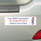 Als je niet achterblijft, voelen onze troepen.. bumpersticker (Op auto)