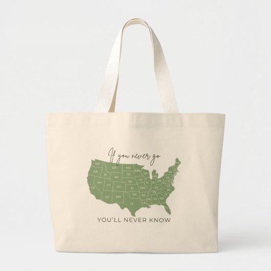 "Als je nooit gaat" canvas tas (Voorkant)