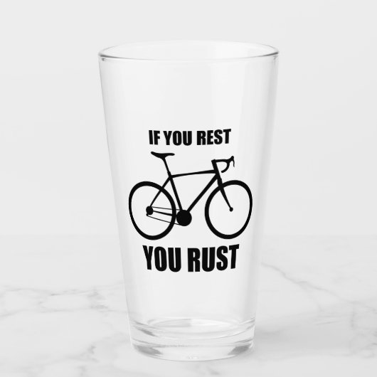 Als je rust ben je aan het fietsen glas (Voorkant)