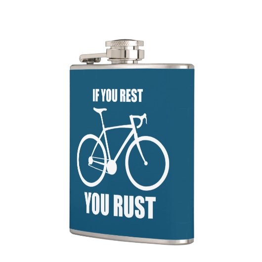 Als je rust ben je aan het fietsen heupfles (Links)