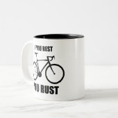 Als je rust ben je aan het fietsen tweekleurige koffiemok (Voorkant links)