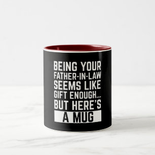 Als je schoonvader zijn al een cadeau genoeg lijkt tweekleurige koffiemok