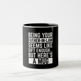 Als je schoonvader zijn al een cadeau genoeg lijkt tweekleurige koffiemok