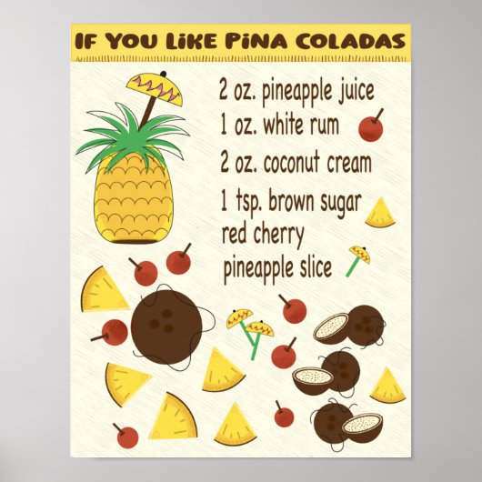 Als je van Pina Coladas receptenontwerp houdt Poster (Voorkant)