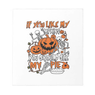 Als je van pompoenen houdt Halloween skelet taart_ Notitieblok