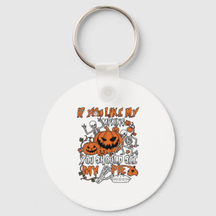 Als je van pompoenen houdt Halloween skelet taart_ Sleutelhanger