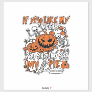 Als je van pompoenen houdt Halloween skelet taart_ Sticker