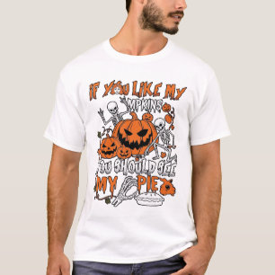 Als je van pompoenen houdt Halloween skelet taart_ T-shirt