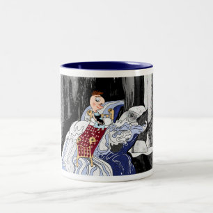 Als je vastzit in de stroomversnellingen van het l tweekleurige koffiemok