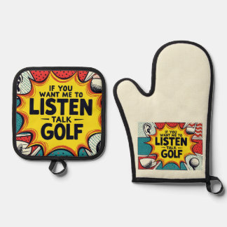 Als je wilt dat ik naar golfcadeau luister ovenwant & pannenlap set