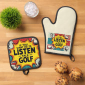 Als je wilt dat ik naar golfcadeau luister ovenwant & pannenlap set (Top down)