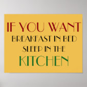 als je wilt ontbijten in bed grappig poster design (Voorkant)