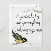 Als je wilt vliegen, geef dan op wat je weegt. briefkaart (Voorkant / Achterkant)