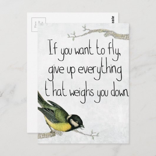 Als je wilt vliegen, geef dan op wat je weegt. briefkaart (Voorkant / Achterkant)