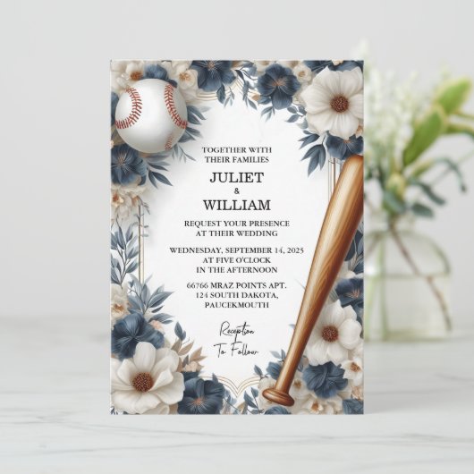 Als Kampioen Team Bal Veldhoogte Honkbal Huwelijk Kaart (Staand voorkant)