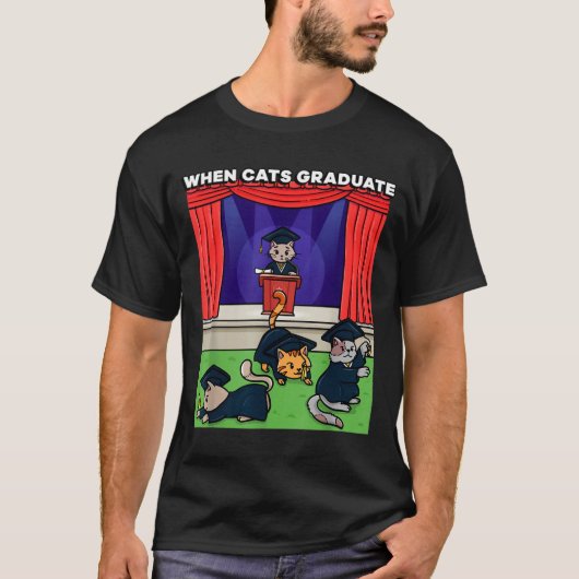 Als katten afstuderen grappige afstudeer meme scho t-shirt (Voorkant)