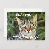 Als katten meer dan als mensen die een kat met gro briefkaart (Voorkant / Achterkant)