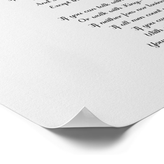 ALS Kipling Poem op grijs Poster (Hoek)