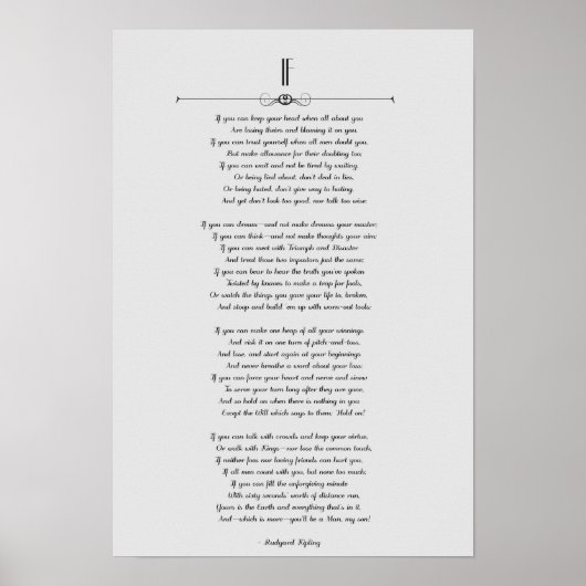 ALS Kipling Poem op grijs Poster (Voorkant)