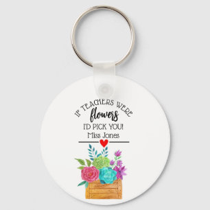 als leraren bloemen waren zou ik jou kiezen cadeau sleutelhanger