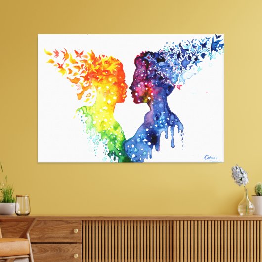 als liefde je slagvlinder geeft canvas afdruk (Insitu (Woonkamer))