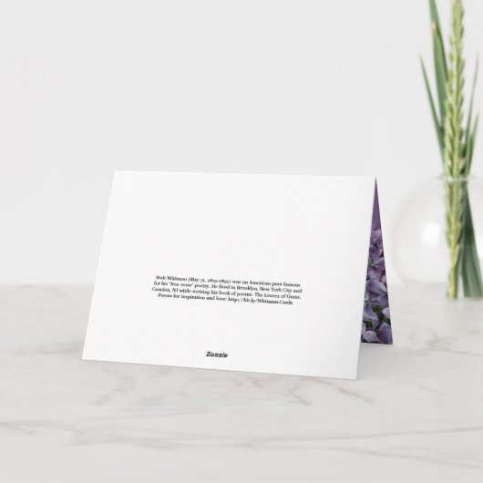 "Als lila's laatste zijn in de deurtuin, bloei ... Kaart (Achterkant)