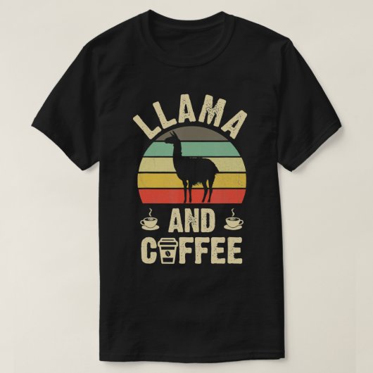 als Llama Coffee Funny retro lamas thema T-shirt (Design voorkant)