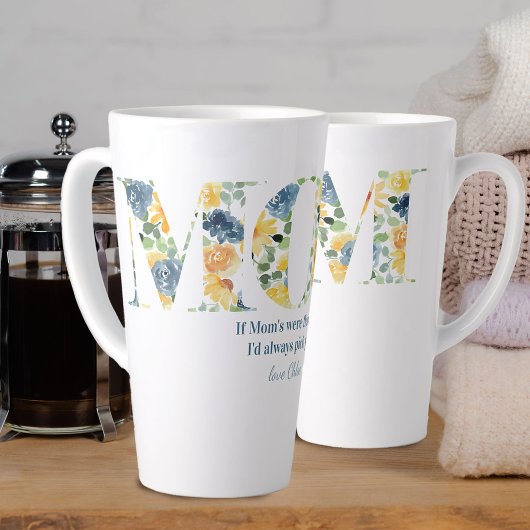 Als mama's als bloemen waren - Floral MOM Letters Latte Mok