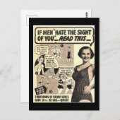 "Als Mannen de aanblik van jou haten" retro advert Briefkaart (Voorkant / Achterkant)